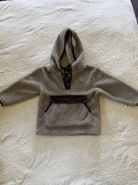Carhartt Kids Taupe Sherpa Hoodie with Dark Brown Trim